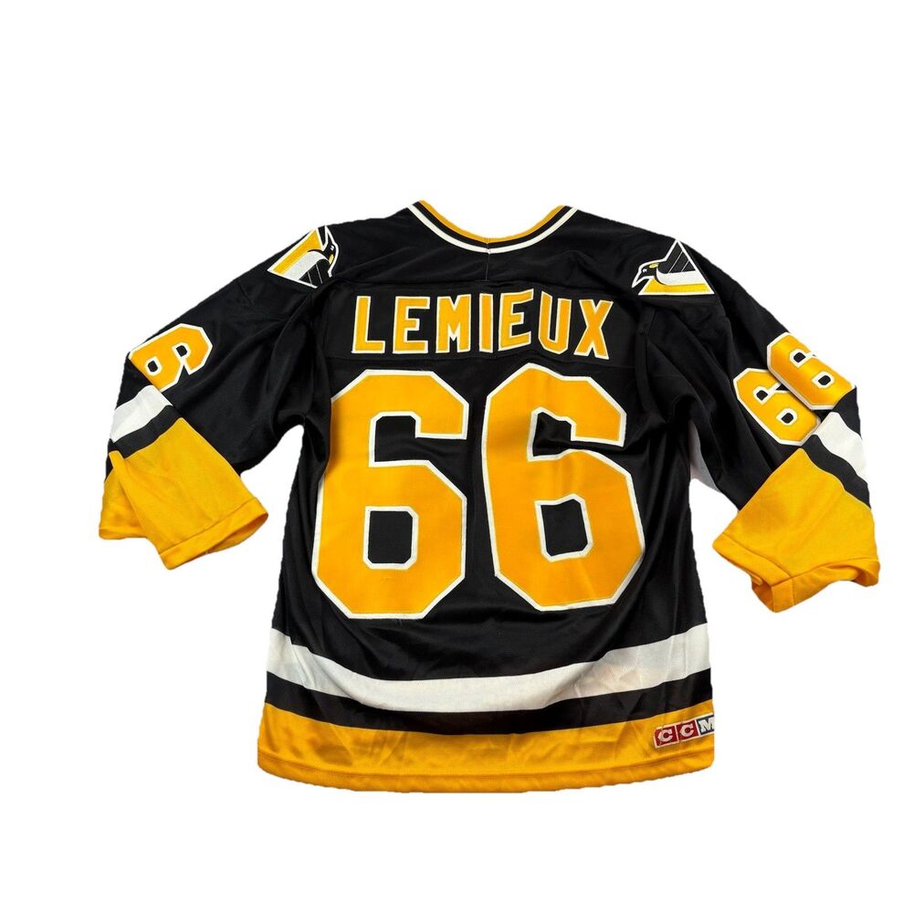 Vintage Pittsburgh Penguins Mario Lemieux Jersey Mens M Black CCM Maska 1992